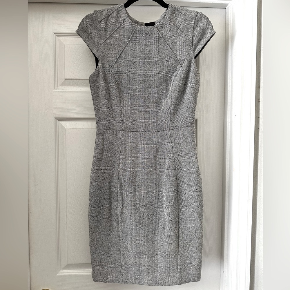 H&M Grey Plaid Pencil Fitted Dress